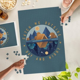 Catch Me Outside, Camping Scene, Vector (1000 Piece Puzzle, Challenging Jigsaw Puzzle for Adults, Made in USA)