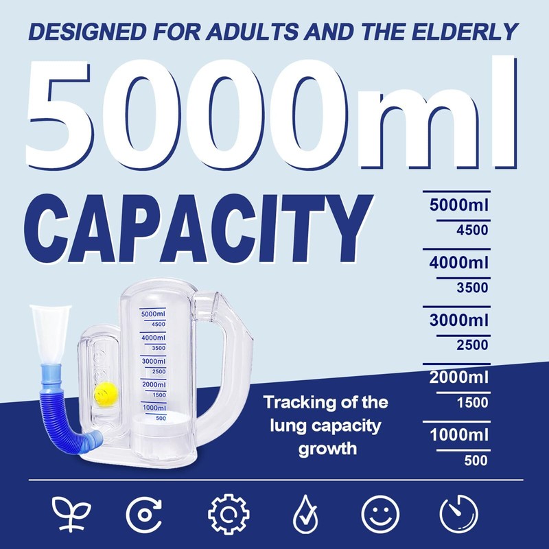 TyeinGo 5000ml Lung Capacity Monitor with Flow Rate Indicator for