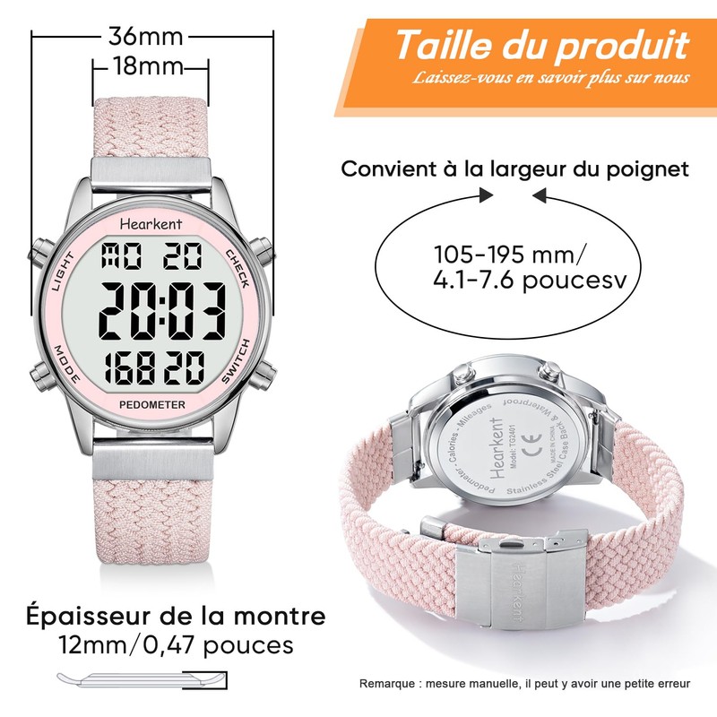 2401 Women Pedometer Soft Nylon Bracelet No App or Charging