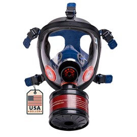 Survival & Tactical Full Face Gas Mask Respirator - Heavy-Duty Anti-Fog Air Filtration Mask with 40mm Activated Charcoal Filter for Vapor & Particulates