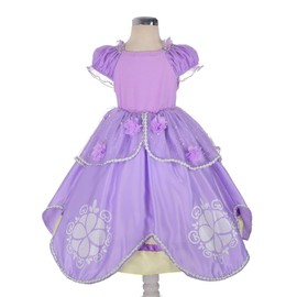 Lito Angels Princess Sofia the First Costume Fancy Dress Up with Accessories for Kids Girls, Birthday Party Outfit Age 6-7 Years, Floor Length (Tag Number 140)