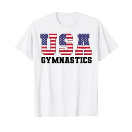 Gymnast Gymnastics USA American Flag 4th of July Girls Boys T-Shirt