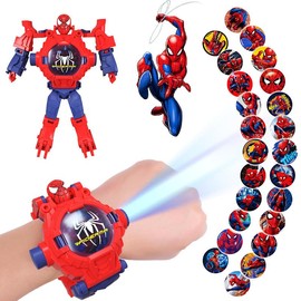ISABELLA MOON Superhero Robert Watch with 24 Super Projection Cartoon Hero Figurines Princess, Electronic Watch for Boys Girls Projector 3D Watch (Elsa)