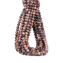 XIANNVXI Rhodolite Beads 8mm Pink Black Beads 100PCS Natural Stone Beads Round Loose Gemstone Beads for Bracelet Beads for Jewellry Making