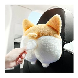 NOELAMOUR Corgi Tissue Case Car Hanging Cute Tissue Cover Funny Plush Animal (1 Butt)