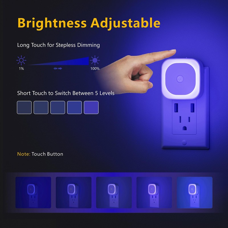YUNLEX 2 Pack Plug in Night Light with Motion Sensor