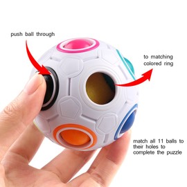 Coogam Rainbow Puzzle Ball with Pouch Color-Matching Puzzle Game Toy Stress Reliever Magic Ball Brain Teaser for Kids and Adults, Children, Boy, Girl Holiday