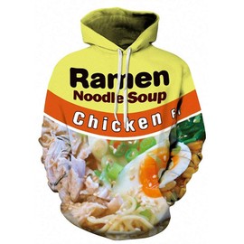Keasmto 3D Ramen Chicken Noodle Soup Hoodies Sweatshirts for Men Women Cotton Cute Small