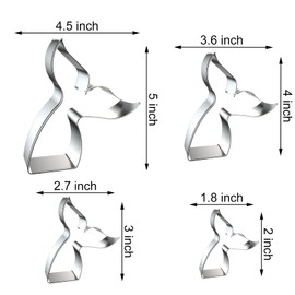 Mermaid Whale Fish Tail Cookie Cutters Shapes Set Assorted Sizes - 5 inch, 4 inch, 3 inch, 2 inch - Stainless Steel
