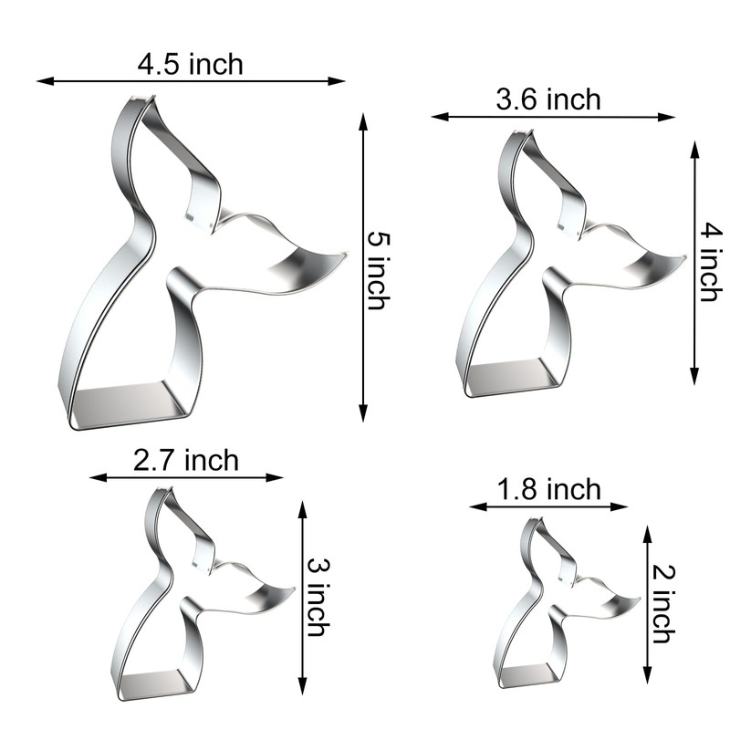 Mermaid Whale Fish Tail Cookie Cutters Shapes Set Assorted Sizes
