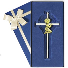 Tryuunion Cruz de pared para bebé, bautismo y regalos de bautizo para niños, cruz católica de bautismo de 6 pulgadas en color dorado oliva para primera comunión y regalos de bautismo de dedicación de