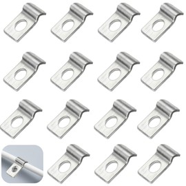 TenaLucy Pack of 50 Metal Cable Clamps, 2 mm Mounting Clamps, Cable Clamps for Screwing Single Hole Metal Pipe Clamps U Pipe Clamps Pipe Attachment Cable Holder Screwable Metal Cable Clamps