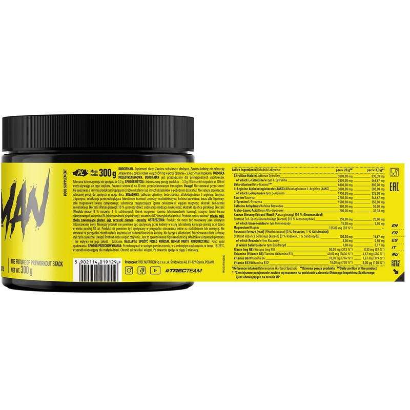Trec Nutrition BOOGIEMAN Powder - Ultimate Pre-Workout Fuel for Explosive