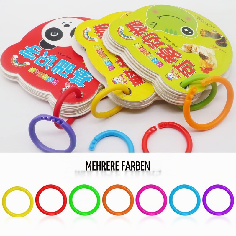 PFLYPF 100 Pieces Plastic Book Rings with Moving Leafs Coloured