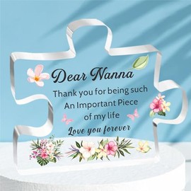 HULALA Nanna Gifts Acrylic Puzzle Plaque For Nanna Mothers Day Birthday Christmas From Grandchildren Thank You For Being Such An Important Piece Of My Life Love You Forever