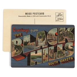 Greetings from the Black Hills, South Dakota (4x6 Birch Wood Postcards, 2-Pack Stationary, Rustic Home Wall Decor)