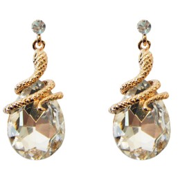 Navachi 18k Gold Plated Crystal White Zircon Snake Drop Dangle Az2691e Stud Earrings