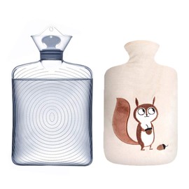 TONGMO Hot Water Bottle with Cute Cover, Capacity 60.9 fl oz (1.8 L), Eco-Friendly, Hot Water Fill, Soft, Warmth-Providing, Cold Protection, Ideal for Feet and Period Comfort, Squirrel #2