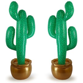GiftExpress 2 Pack Inflatable 36" Cactus Prop Décor for Mexicano Fiesta Theme Party Decorations, Cinco De Mayo Prop, Hawaiian Pool Party, Desert Western Cowboy Theme Party (36" - 2 Pack)