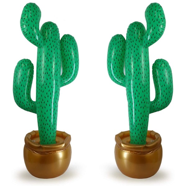 GiftExpress 2 Pack Inflatable 36" Cactus Prop Décor for Mexicano Fiesta Theme Party Decorations, Cinco De Mayo Prop, Hawaiian Pool Party, Desert Western Cowboy Theme Party (36" - 2 Pack)