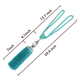 Curtain Tiebacks Tassel Rope Ties Back Crystal Beads Ball Curtain Holdbacks for Drapes Home Decoration Curtain Drapery Holders Hooks 2 Pack (Peacock Blue)