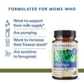  Motherlove Moringa (240 Capsule Value Size) Lactation Supplement to Support Breast Milk SupplyNon-GMO, Organic Herbs, Vegan, Kosher