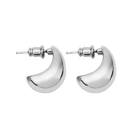 Locrccl 14K Gold Plated Chunky Gold Hoop Drop Earrings Small Thick Waterdrop Hoops Post Dome Huggie Earrings Hypoallergenic Trendy Jewelry for Women (Silver)