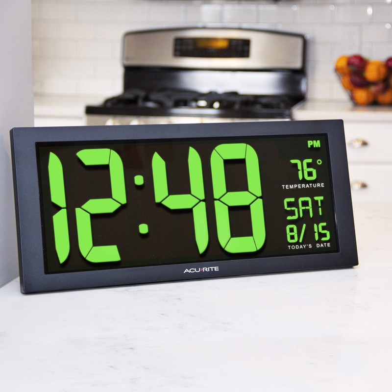 AcuRite 75155M 14.5" Large Green LED Digital Clock Inch