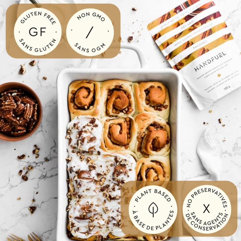 Handfuel Maple Glazed Candied Pecans, Hand Roasted Praline Pecans, 3g