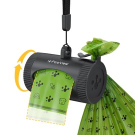 PawView Dog Poop Bag Holder with Hands-Free Holder, Manual Retract & Walk Tracking – Includes 1 Dispenser & 15 Lavender-Scented Poop Bags