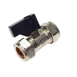15mm Compression Isolation Valve with Black Lever Handle