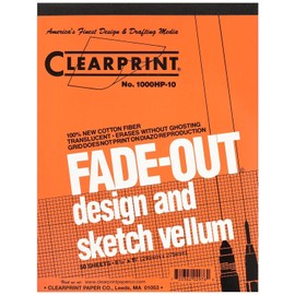 Clearprint 8-1/2" x 11" 1000H Design Vellum Pad with Printed Fade-Out 10x10 Grid, 16 lb., 100% Cotton, 50 Sheets, 1 Each