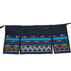 TG888 Chic Half Short Waitress Apron Novelty Printed Blue Striped Cafe Bar Pub Workwear Restaurant Kitchen Hairdresser Artist