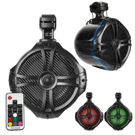 BELVA BT8RGB Pair of 600W (300W RMS) 8-inch Marine Tower Speakers with RGB Lights and Remote for Boats/ATV/UTV/Motorcycles/SxS/Golf Cart