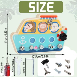 AUNGKWANG Montessori Toy from 3 4 5 Years, Ship Toy, Busy Board Wooden Screw Board Wooden Toy, Wooden Toy, Motor Skills Toy, Screwdriver, Educational Toy Gifts for Children