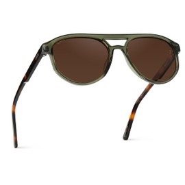 WearMe Pro WMP Eyewear - Sturdy Aviator Sunglasses for Men and Women (Tortoise Sage Frame/Brown Lens)