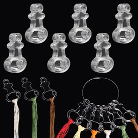 PH PandaHall 30pcs Clear Acrylic Floss Bobbins, Embroidery Floss Thread Drops Key Shape Cross Stitch Tread Bobbins Sewing Thread Winding for Craft DIY Sewing Storage