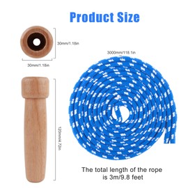 BTONGE Skipping Rope, Speed Rope Adjustable with Natural Wooden Handle, Traditional Cotton Skipping Rope, Adjustable Length, Non-Slip and Ideal for Fitness, Suitable for Children and Adults, 300 cm