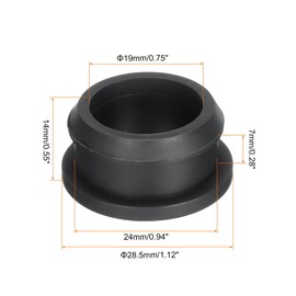 QUARKZMAN Pack of 4 Snap Rubber Grommet Connector Mounting Dia 24 mm ID 19 mm Seal Anti-Scratch for Electrical Box Cable Tube Black
