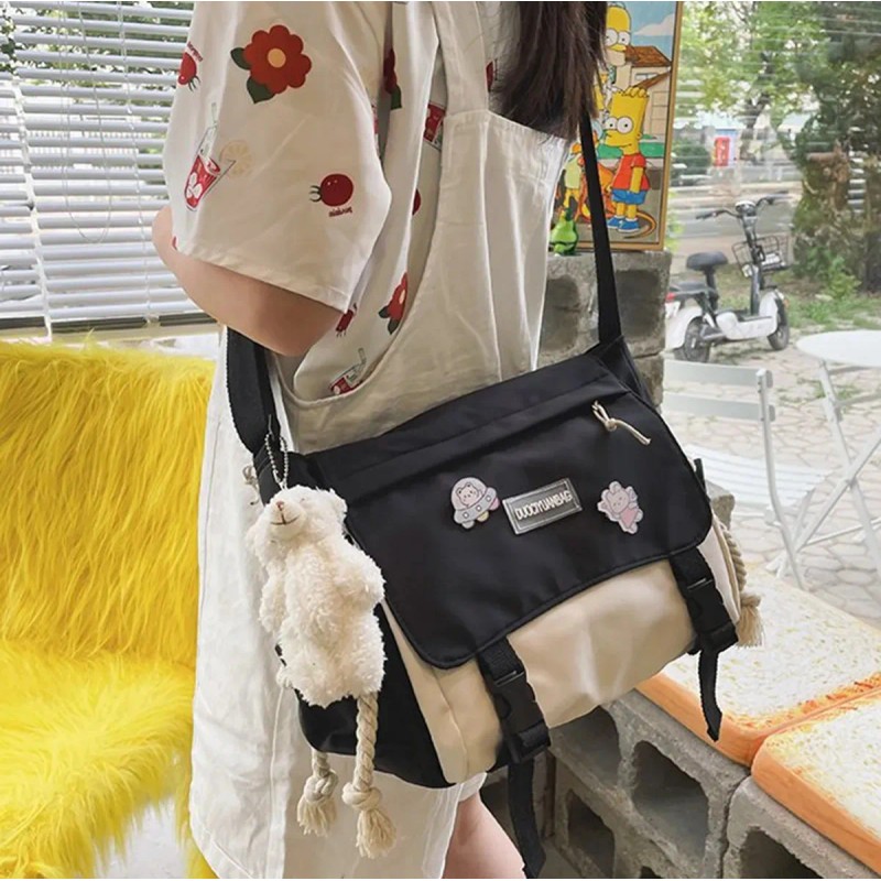 Bolso De Hombro Para Mujer/bolso Escolar/bolso De Lona/versión Coreana/gran Capacidad/rojo,