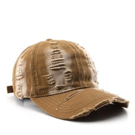 Trendy Original Washed Distressed Unstructured Baseball Cap Denim Cotton Soft Caps Adjustable Vintage Dad Hats Unisex (US, Alpha, One Size, Brown)