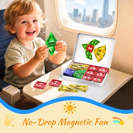 Zupooko Mini Magnetic Tiles Travel Set, 26PCS Travel Magnetic Tile, Portable Magnetic Tiles for Kids Ages 4-8, Magnetic Building Tiles for Children Birthday Gifts