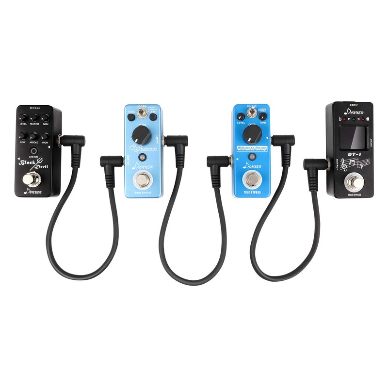 Donner Patchkabel Gitarre Pedal 15CM rechtwinklig, 6,35mm Instrumentenkabel Klinken Klassisches
