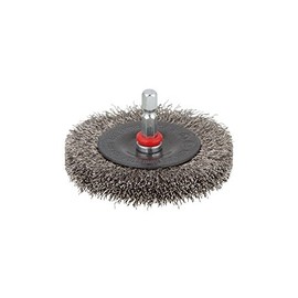 wolfcraft stainless steel wire wheel brush Ø 75 x 12 mm, hexagon shank 1/4" (6.35 mm), 2711000