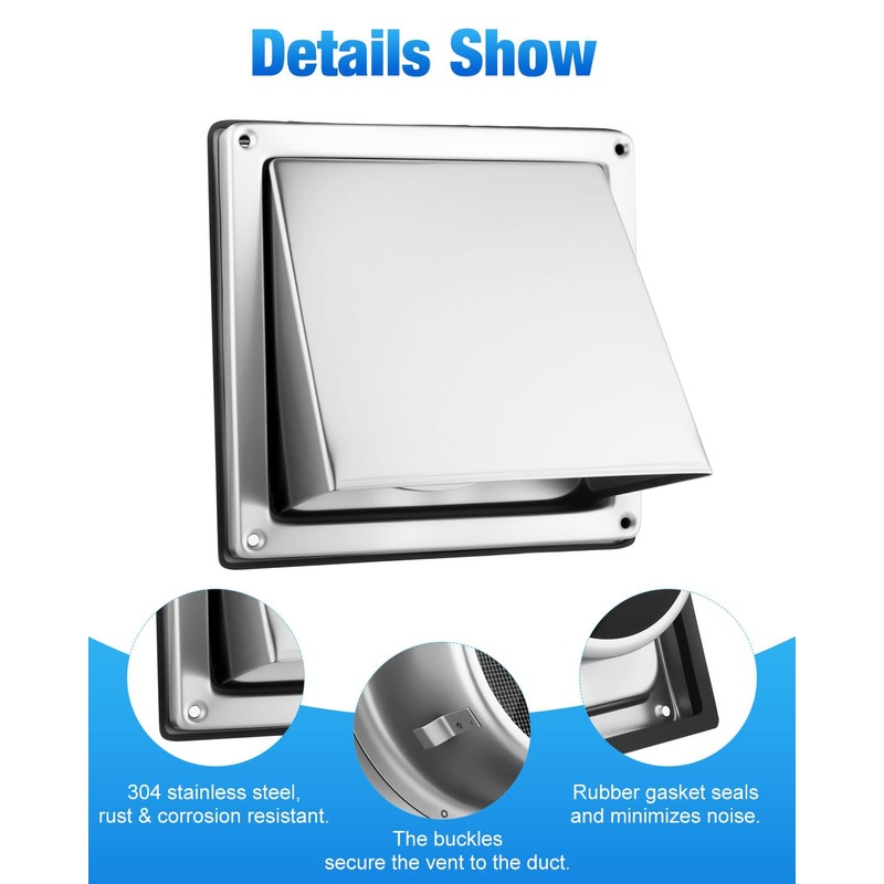 WENHUALI 4 Inch Dryer Vent Cover Outdoor with Stainless Steel
