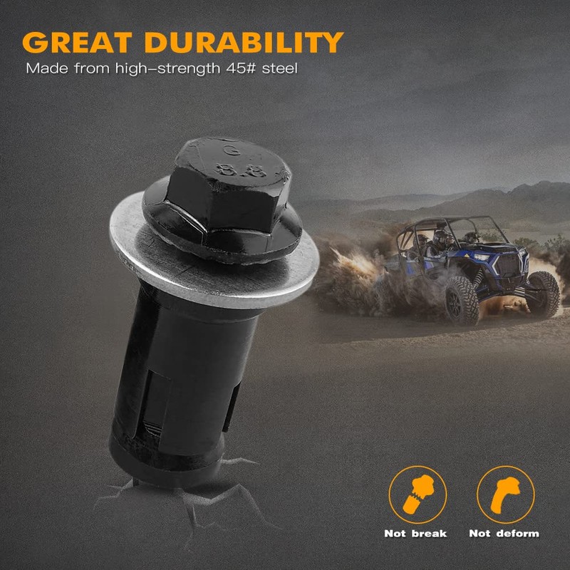 NICECNC Black Rock Slider Mounting Hardware Bolt Screw Nut 6PCS