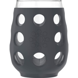 Lifefactory Wine Glass with Protective Silicone Sleeve, 4 Count (Pack of 1), Carbon