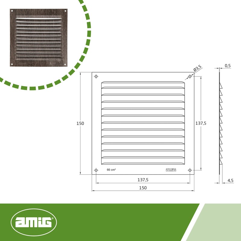 Amig Amig - Quadratisches Lftungsgitter aus Aluminium | Lftungsgitter fr