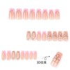 24Pcs Long Square Press on Nails 3D Flower Fake Nails