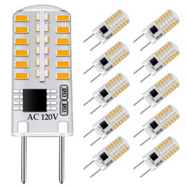 TAIYALOO G8 LED Bulb Dimmable 3W Equivalent to G8 Halogen Bulb 20W-25W, T4 JCD Type Bi-Pin G8 Base, AC 120V G8 Bulb Warm White 3000K for Under Cabinet Light, Under Counter Kitchen Lighting (10 Pack)